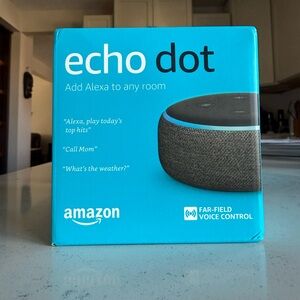 Amazon Echo Dot with Blue and Black Design